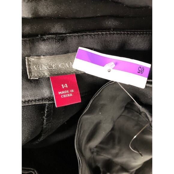 Vince Camuto Pants Pleated Wide Leg High Rise Flowy Satin Trousers Rich Black 14 - Picture 6 of 12